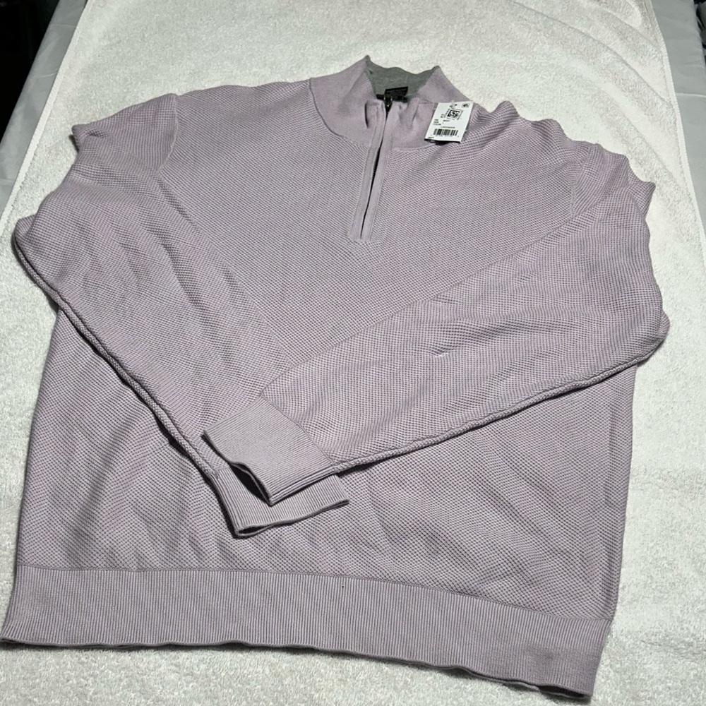 The Men's Store‎ at Bloomingdale’s Lavender/Gray 1/4 Zip-Up Sweater Sz L NWT
